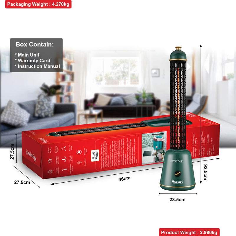 Electric Carbon Fiber Room Heater HERITAGE With Golden Carbon Tube And 360 Heating Function By Warmex