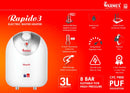 Rapido 3 Instant Water Heater IPX4/Titanium Plus/Rapid  By Warmex