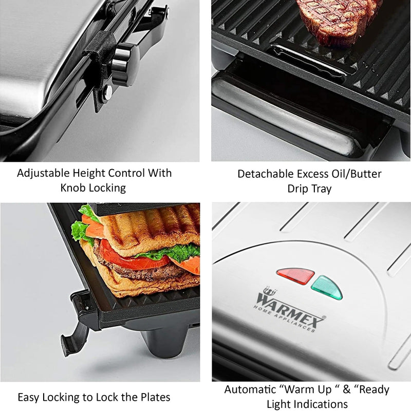 90 Grill 1800-2000W Electric Indoor Multi Functional Grill Master Sandwich Maker By Warmex