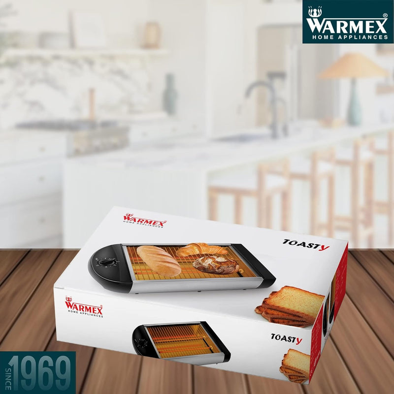 600W Slices Stainless Steel Electric Wide Open Flat Bread Toaster With Removable Crumb Tray Toasty By Warmex