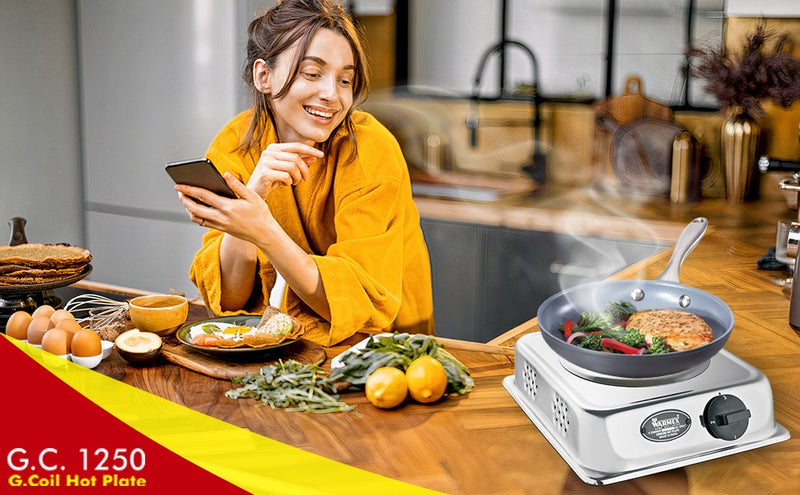Electric Hot Plate G.C. 1250 With Adjustable Temperature / Portable Electric Single Burner Cooktop By Warmex