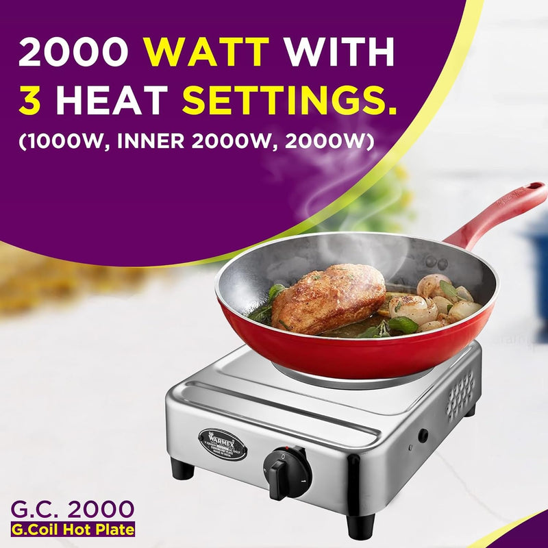 Electric Hot Plate G.C. 2000 With Rotary Switch Electric Cooking Heater By Warmex