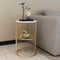 Round End Table Side Table With White Marble & Gold Metal Frame By APT