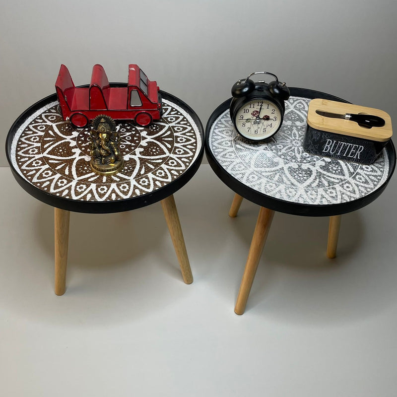 Portable Round Wooden Side Table By APT