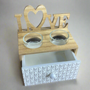 Handcrafted Wooden LOVE-Themed Candle Holder With Drawer By- APT