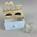 Handcrafted Wooden LOVE-Themed Candle Holder With Drawer By- APT