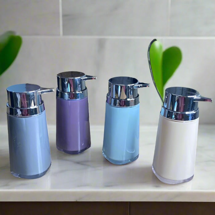 Chrome Plated Pump Soap Dispensers In Cream, Grey, Blue, & Purple (1 PC)-By-APT