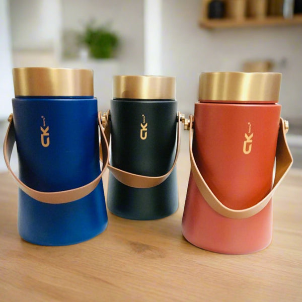 Stylish Insulated Water Bottle 480ML With Leather Strap Handle 1 PC By APT