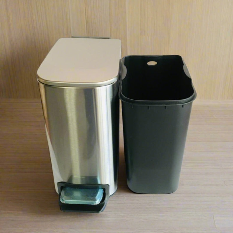 Rectangular Stainless Steel Pedal Waste Bin With Lid And Plastic Bucket Insert By APT