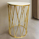 Luxurious Marble Top End Table With Gold Metal Base By APT