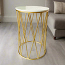 Luxurious Marble Top End Table With Gold Metal Base By APT