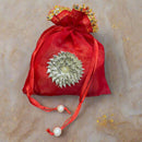 Gota Flower Orrganza Potli Bag For Gifting 1 PC (Random Color)