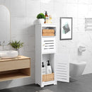 Slim Tall PVC Bathroom Cabinet With Doors and Shelves By Miza