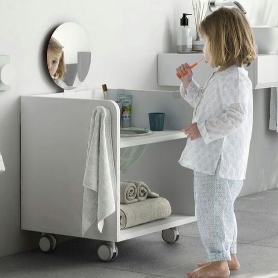 Compact Kids' Basin / Dressing Vanity Unit With Storage and Mirror By Miza