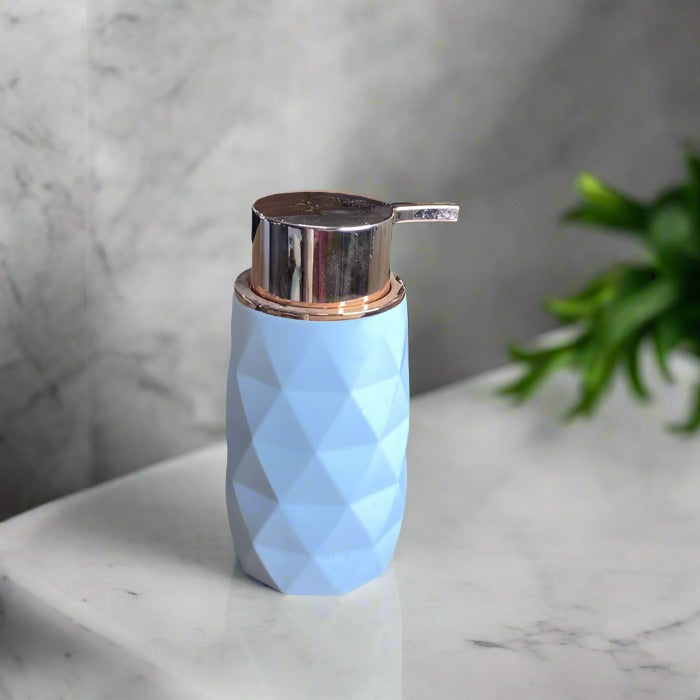 Elegant Diamond-Patterned Blue & Gold Liquid Soap Dispenser Set for Kitchen & Bathroom(1PC)- By-APT