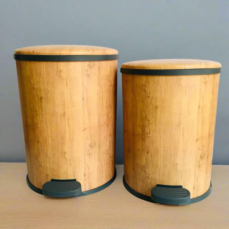 Elegant Wooden Style PVC Pedal Dustbin Durable And Stylish Waste Solution By APT