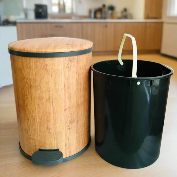 Elegant Wooden Style PVC Pedal Dustbin Durable And Stylish Waste Solution By APT