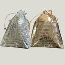 Croc Style Gold & Silver Drawstring Potli Bags For Special Occasions 1PC