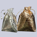 Croc Style Gold & Silver Drawstring Potli Bags For Special Occasions 1PC