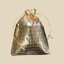 Croc Style Gold & Silver Drawstring Potli Bags For Special Occasions 1PC