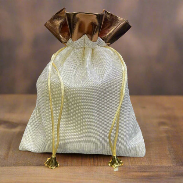 Foam Jute Potli Bag With Copper Leather Border Shagun Pouch For Gifting  1PC