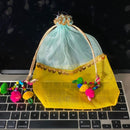 Multicolor Organza Potli Bag With Coin Lace Clutch 1PC (Random Color)