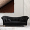 Black Velvet Upholstered Sofa Channel Tufted 3-Seater Sofa