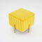 Square Pouf Ottoman Upholstered Velvet Ottoman Footrest In Yellow