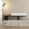 Black & White Entryway Bench With Metal Legged Boucle Fabric/Living Room Bench