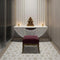 Luxurious Puja Room Design Featuring Ganesha Idol, Marble Texture Console With Stool