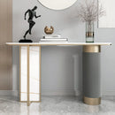 Luxury White and Gold Entryway Table with Stone Top