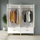 Modern White & Black Tall Wardrobe with Storage Bedroom Clothing Armoire