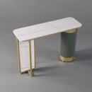 Luxury White and Gold Entryway Table with Stone Top