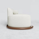 Modern White Velvet 4 Seaters Curved Sofa With Low Back Wooden Base