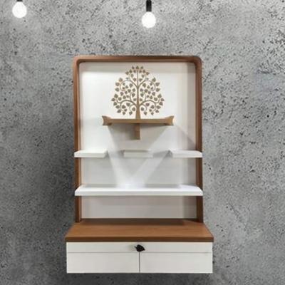 Sacred Simplicity: Wall-Mounted Puja Shelf with Multi-Tier Storage