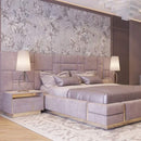 Modern Geometric Upholstered Wall Panels - Elegant Square & Rectangular Home Interiors/ A Luxury Bed With Side Table