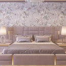 Modern Geometric Upholstered Wall Panels - Elegant Square & Rectangular Home Interiors/ A Luxury Bed With Side Table