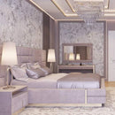 Modern Geometric Upholstered Wall Panels - Elegant Square & Rectangular Home Interiors/ A Luxury Bed With Side Table