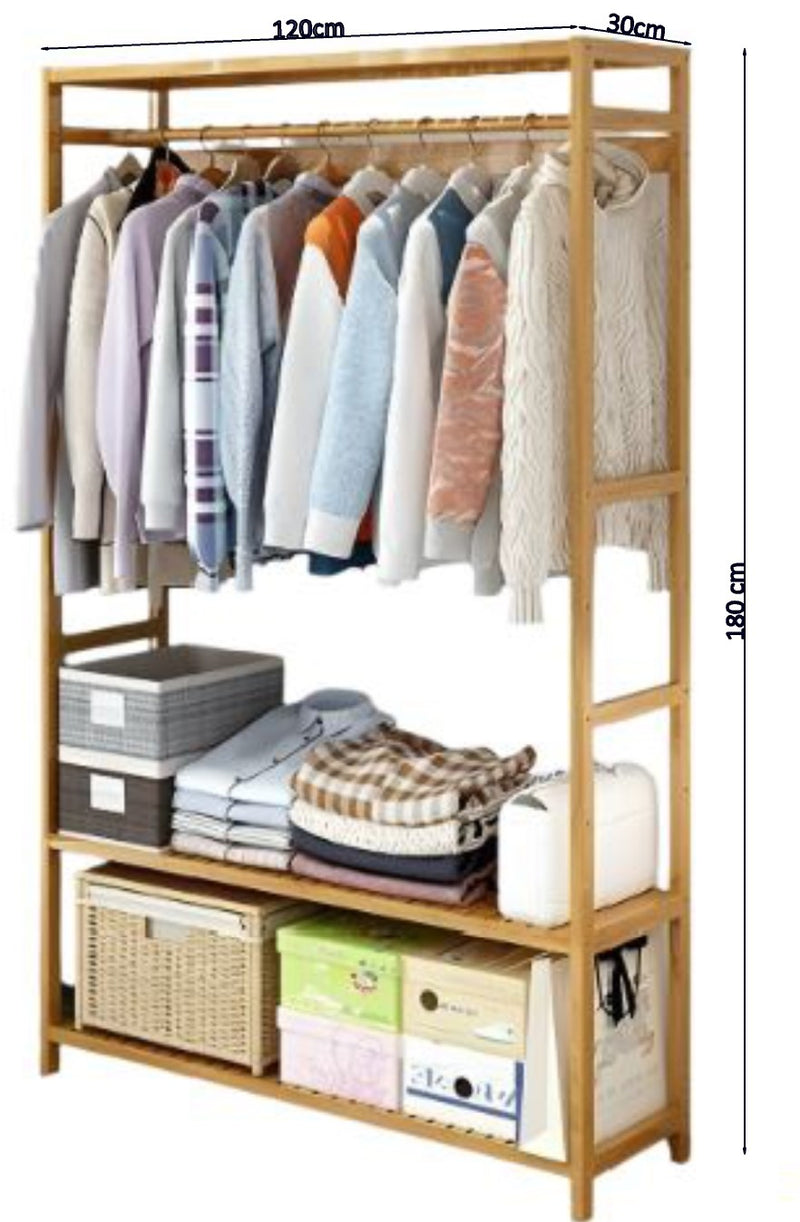 Handcrafted Open Garment Clothes Rack/Compact Open Wooden Closet By MIZA