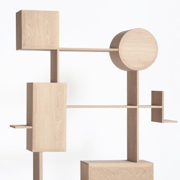 Asymmetrical Solid Wooden Bookcase / Free Standing Bookcase By Miza