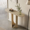 Oval Travertine Stone Console Table Modern Entryway Table with Abstract Base