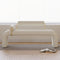 Modern White & Brown Line Tufted Bench Velvet Upholstered Bench in Gold Finish