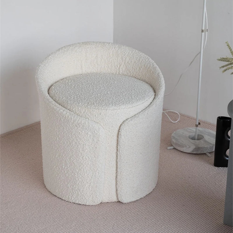 Soft Touch Vanity Stool With Lamb Wool Upholstery With Backrest