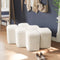 Modern White Entryway & Living Room Bench Boucle Upholstered Molecule Ottoman