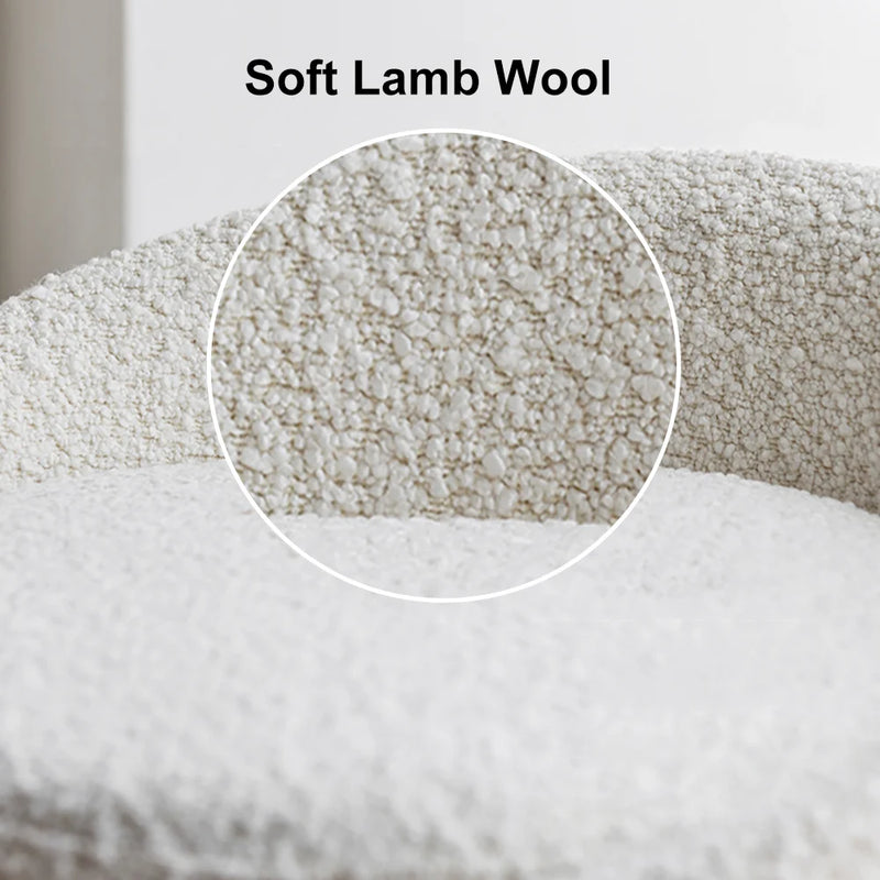 Soft Touch Vanity Stool With Lamb Wool Upholstery With Backrest