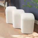 Modern White Entryway & Living Room Bench Boucle Upholstered Molecule Ottoman