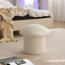 Modern White Boucle Mushroom Ottoman Upholstered Pouf