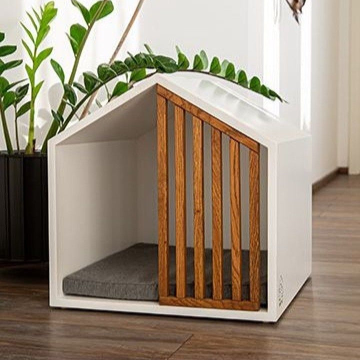 Cat Houses for Indoor Cats, Pet Crate House, White Pet Furniture By Miza