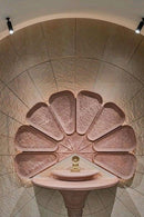 Lotus-Inspired Wall Installation With Central Pedestal/Sandstone Temple For Home Decoration