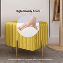 Square Pouf Ottoman Upholstered Velvet Ottoman Footrest In Yellow